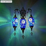 Vintage Stained Glass Wall Mount Light Fixture - Yellow/Orange/Blue Oval 3 Lights