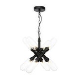 Vintage Starburst Chandelier – 5/6/8 Light Amber/Clear Glass Pendant Lamp 6 / Clear