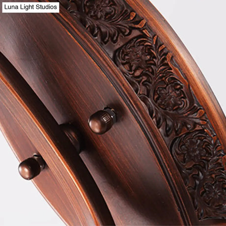 Vintage Style 1-Light Red Brown Flower Wall Sconce With Frosted Glass For Bedroom
