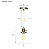 Vintage Style Amber/Clear Ridged Glass Pendant Light Fixture - 1 Adjustable Living Room Ceiling