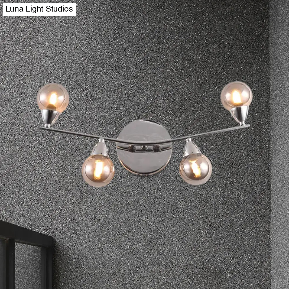 Vintage Style Ball Shaped Glass Wall Sconce Light With Chrome Finish - 2/4 Lights Ideal For Living