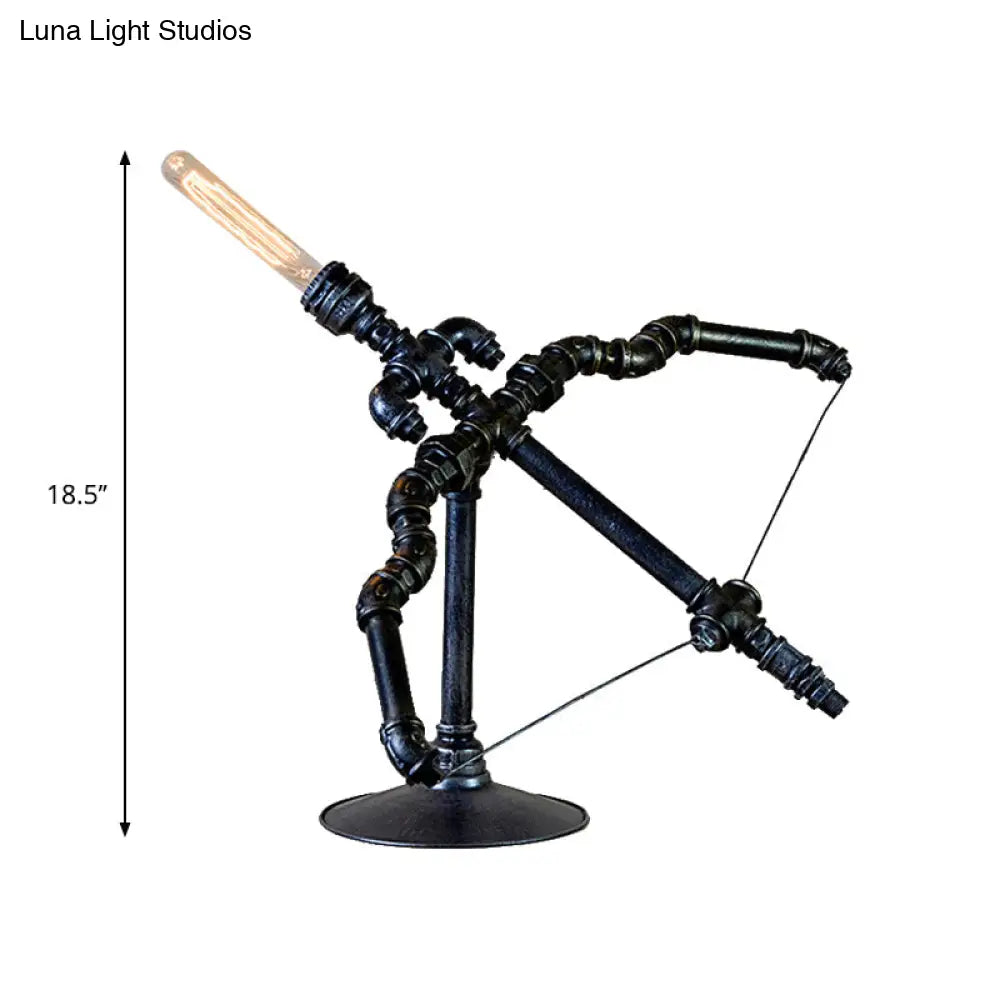 Vintage Style Black Bow And Arrow Metal Table Lamp With Pipe Design - Perfect For Restaurants 1