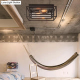Vintage Style Black Flush Mount Ceiling Light With Clear Glass Shade