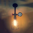 Vintage Style Black Metal Cage Ceiling Light - 1 Tapered Design Semi Flush Mount For Restaurants