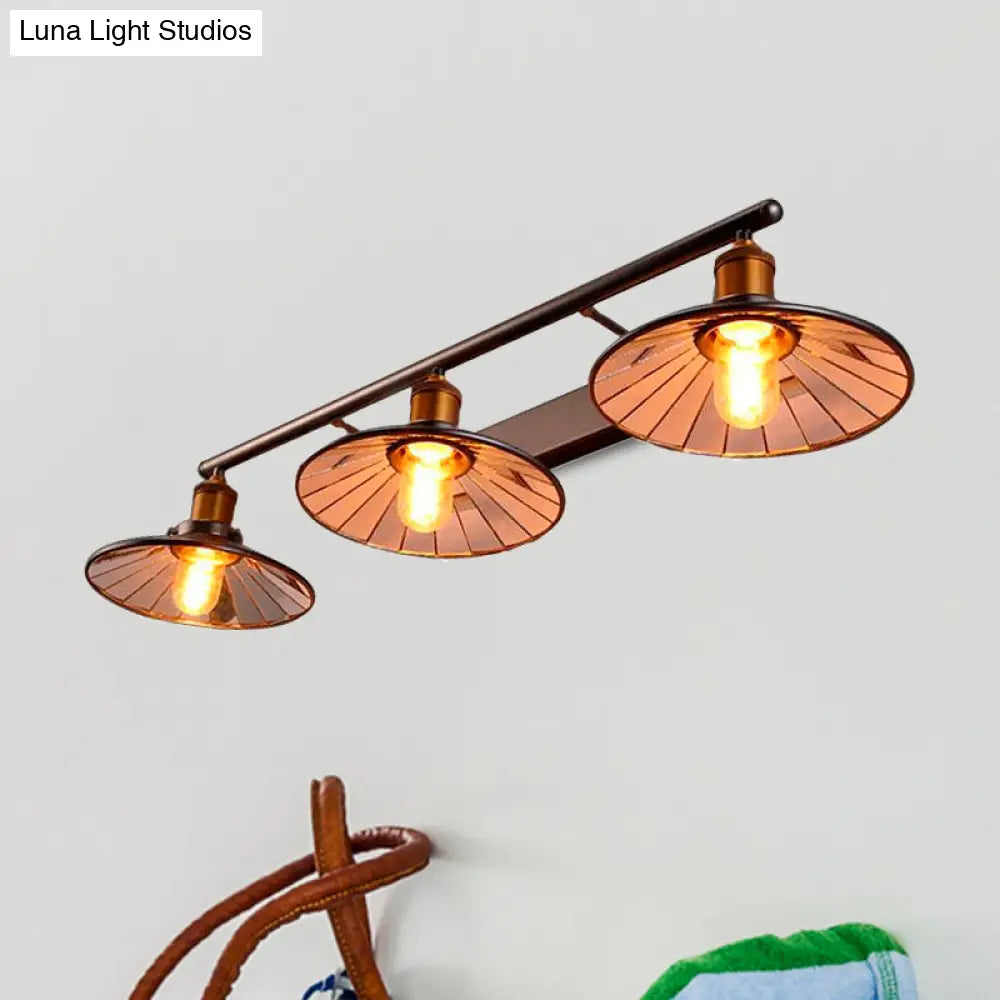 Vintage Style Black Metal Sconce Lighting - 2/3 Bulbs Cone Shade Wall Mount Light Perfect For