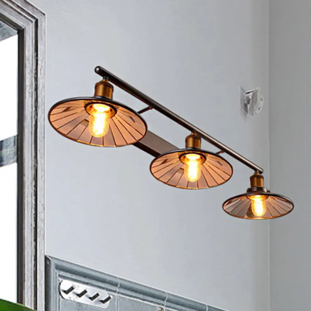 Vintage Style Black Metal Sconce Lighting - 2/3 Bulbs Cone Shade Wall Mount Light Perfect For