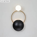 Vintage Style Black Opaline Glass Wall Sconce With Round Backplate - 2-Bulb Globe Design For Bedroom