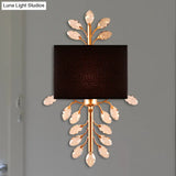 Vintage Style Black Rectangle Sconce Light Fixture With Crystal Branching Design