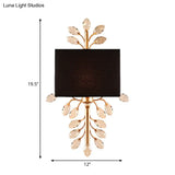 Vintage Style Black Rectangle Sconce Light Fixture With Crystal Branching Design