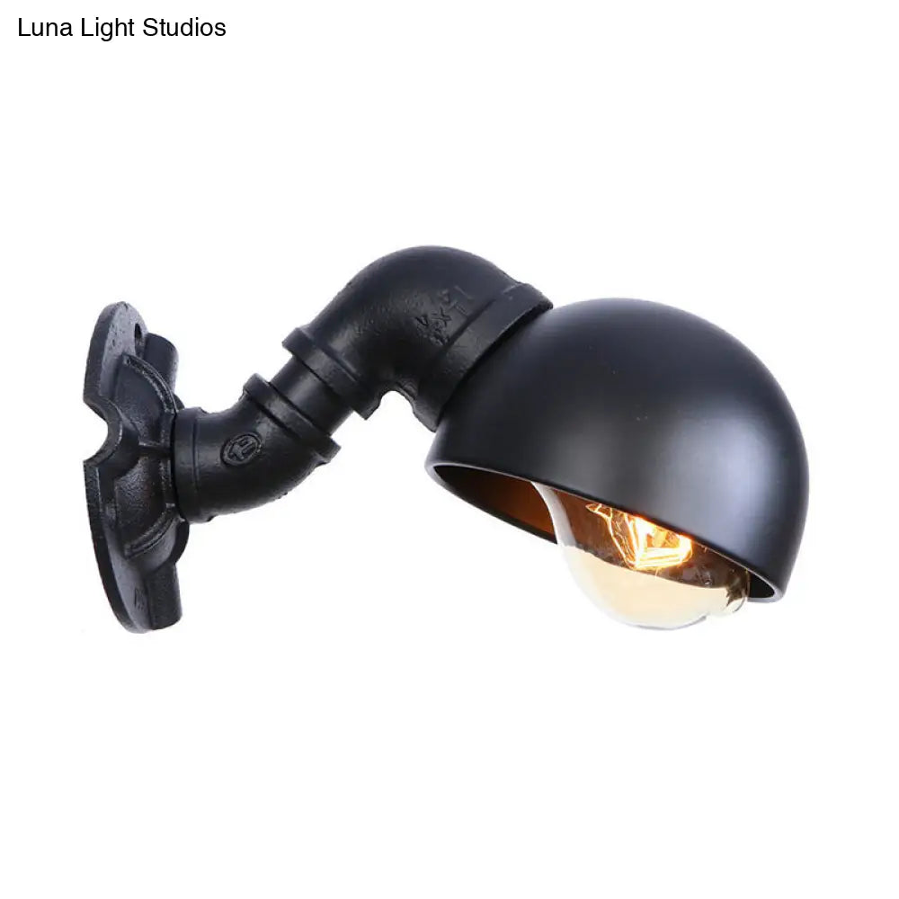 Vintage Style Black Wall Sconce With Metal Bowl Shade - Perfect For Stairways And More!