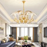 Vintage Style Branch Chandelier With Metal & Crystal Lights Leaf Design In Gold 8 /