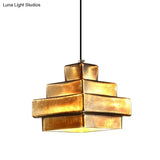 Vintage Style Brass Finish Hanging Light With Shade - 1 Pendant Lighting For Restaurants