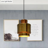 Vintage Style Brass Finish Hanging Light With Shade - 1 Pendant Lighting For Restaurants