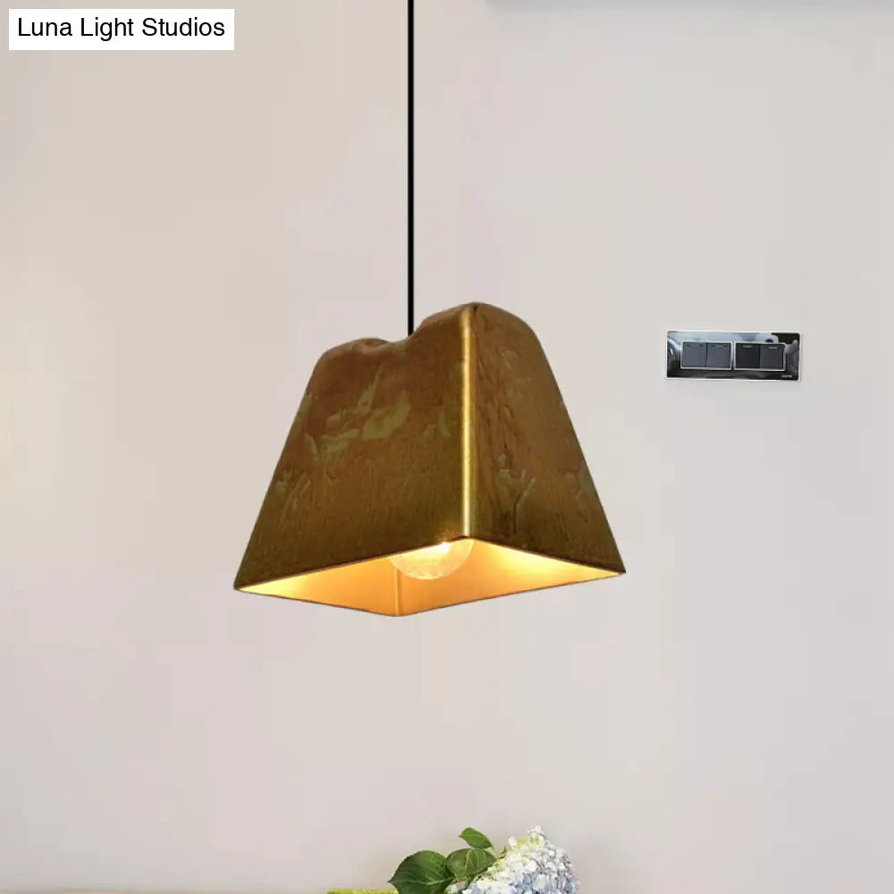 Vintage Style Brass Finish Hanging Light With Shade - 1 Pendant Lighting For Restaurants