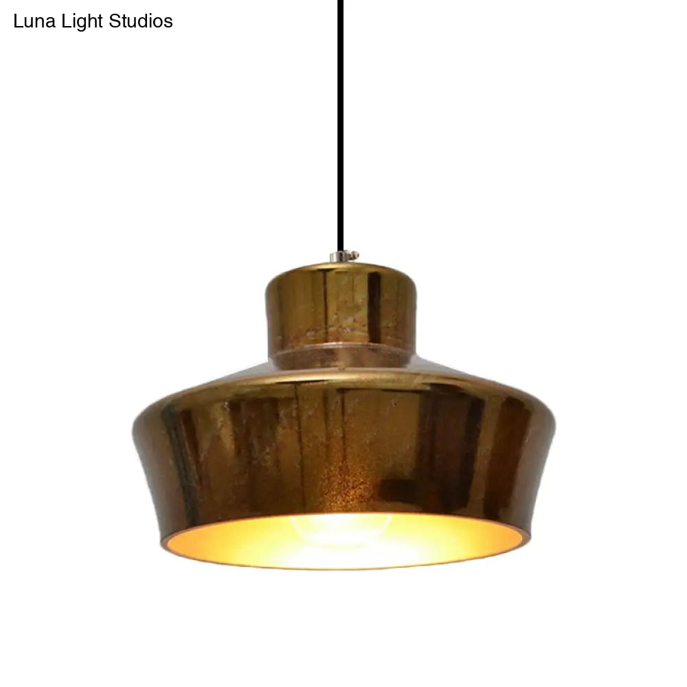 Vintage Style Brass Finish Hanging Light With Shade - 1 Pendant Lighting For Restaurants