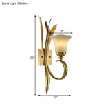 Vintage Style Brass Finish Wall Mount Lamp With Frosted Glass Shade - Elegant Hallway Lighting