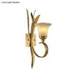 Vintage Style Brass Finish Wall Mount Lamp With Frosted Glass Shade - Elegant Hallway Lighting