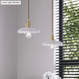 Vintage-Style Brass Pendant Lamp With Glass Shade For Dining Room Lighting