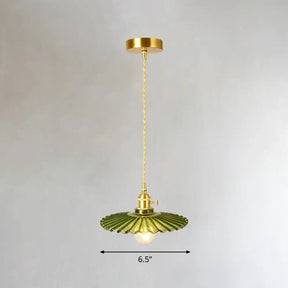 Vintage-Style Brass Pendant Lamp With Glass Shade For Dining Room Lighting / A