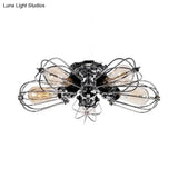 Vintage Style Bulb Shaped Iron Ceiling Light With Wire Guard | Semi Flush Mount 3/4/5 Lights