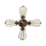 Vintage Style Bulb Shaped Iron Ceiling Light With Wire Guard | Semi Flush Mount 3/4/5 Lights