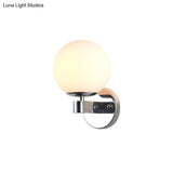 Vintage Style Chrome/Gold Wall Sconce With Opaline Glass Sphere For Bedroom Décor