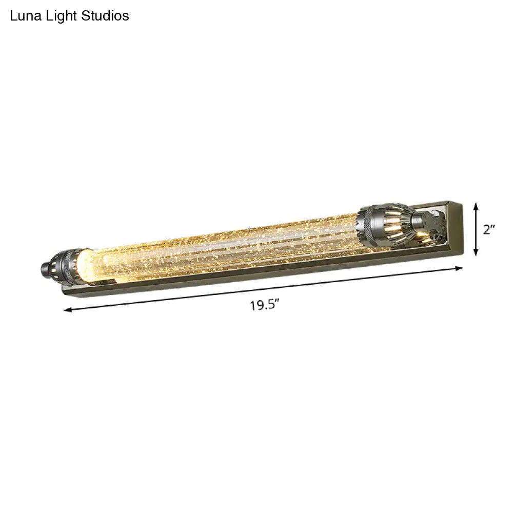 Vintage Style Chrome Wall Mounted Led Vanity Light - 12/16 W Linear Metal And Crystal