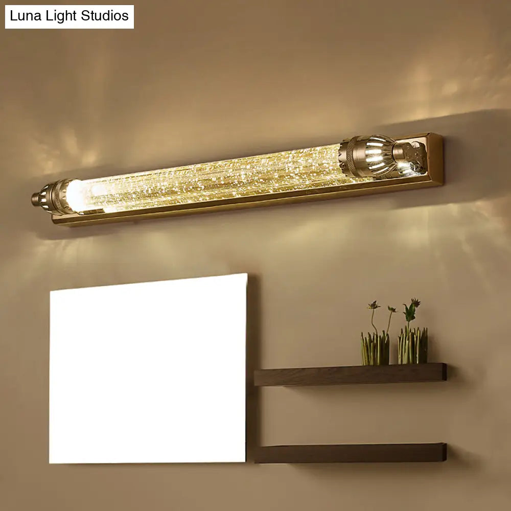 Vintage Style Chrome Wall Mounted Led Vanity Light - 12/16 W Linear Metal And Crystal