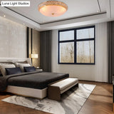 Vintage Style Crystal Ceiling Lamp With 4 Golden Bulbs - Bedroom Bowl Light Frosted Glass Diffuser