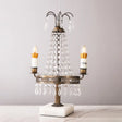Vintage Style Crystal Swag Candelabra Table Lamp With Bronze Finish - Perfect For Restaurants