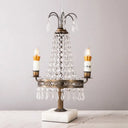 Vintage Style Crystal Swag Candelabra Table Lamp With Bronze Finish - Perfect For Restaurants
