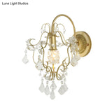 Vintage Style Geometric Wall Lamp With Crystal Bead And Gold Finish