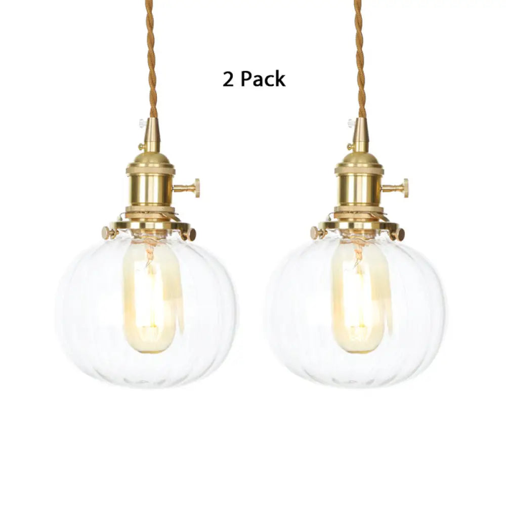 Vintage-Style Globe Pendant Light With Clear Glass Finish - Ideal Foyer Hanging Fixture / 2