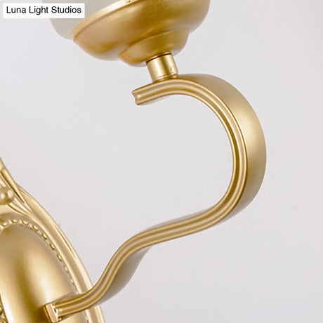 Vintage Style Gold Bell Opal Glass Wall Sconce Light Fixture For Hallways - 1/2-Head Corridor Mount