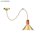 Vintage Style Gold Conical Pendant Ceiling Light - Extendable Hanging Lamp