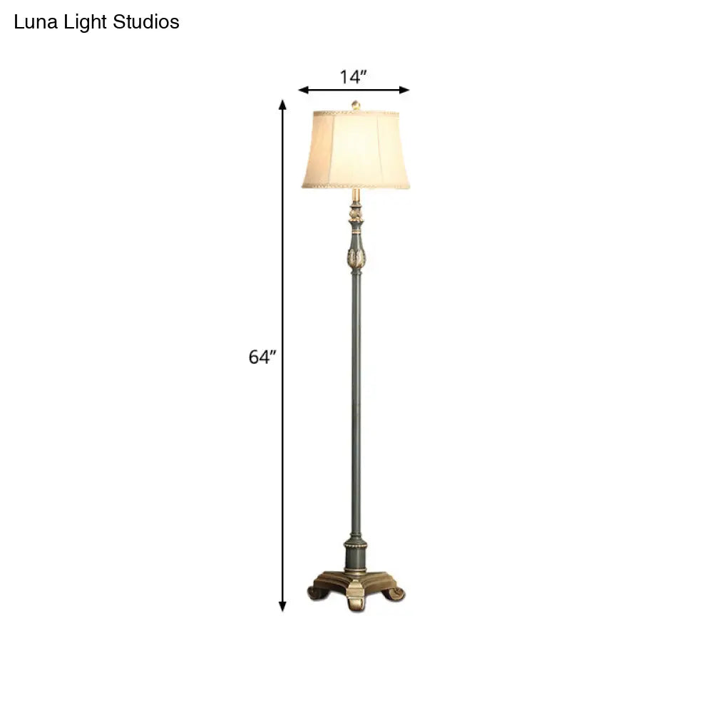 Vintage Style Grey Blue Tri-Leg Reading Floor Lamp With Fabric Shade - 1 Light Living Room