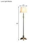 Vintage Style Grey Blue Tri-Leg Reading Floor Lamp With Fabric Shade - 1 Light Living Room