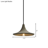 Vintage Style Grey Cement Pendant Lamp With Flared Shade For Restaurant Ceilings