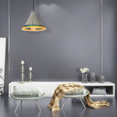 Vintage Style Grey Cement Scalloped Hanging Light For Dining Rooms - 1-Light Ceiling Lamp