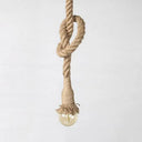 Vintage Style Hemp Rope Pendant Light Fixture For Restaurants - Beige Color Open Bulb 1 Head