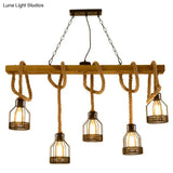 Vintage Style Island Lighting: Linear Wood Pendant Light In Black