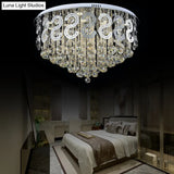 Vintage Style Layered Flush Mount Metal Led Ceiling Lamp With Clear Crystal Ball