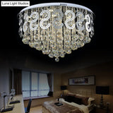Vintage Style Layered Flush Mount Metal Led Ceiling Lamp With Clear Crystal Ball
