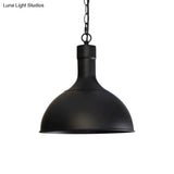 Vintage Style Metal Aged Brass/Black Pendant Lighting For Balcony - 1 Light Dome Shade Ceiling Lamp