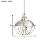 Vintage Style Metal Bowl Cage Pendant Light - Silver 1 Ceiling Fixture For Dining Room