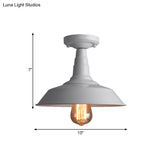 Vintage Style Metal Ceiling Mounted Light - Barn Shade Design 1 Head Foyer Semi - Flush Black/White