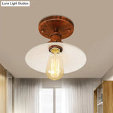 Vintage Style Metal Semi-Flush Mount Ceiling Light With Conical Shape - 1 Fixture In Bronze/Brass
