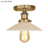 Vintage Style Metal Semi-Flush Mount Ceiling Light With Conical Shape - 1 Fixture In Bronze/Brass