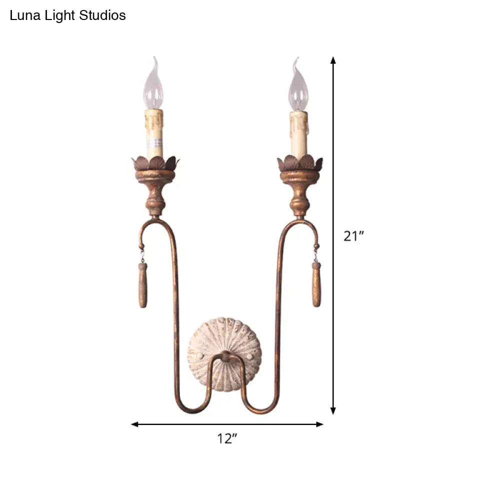 Vintage Style Metal Wall Lamp With Rustic Exposed Bulbs - Indoor Sconce Light Fixture 2/3 Lights