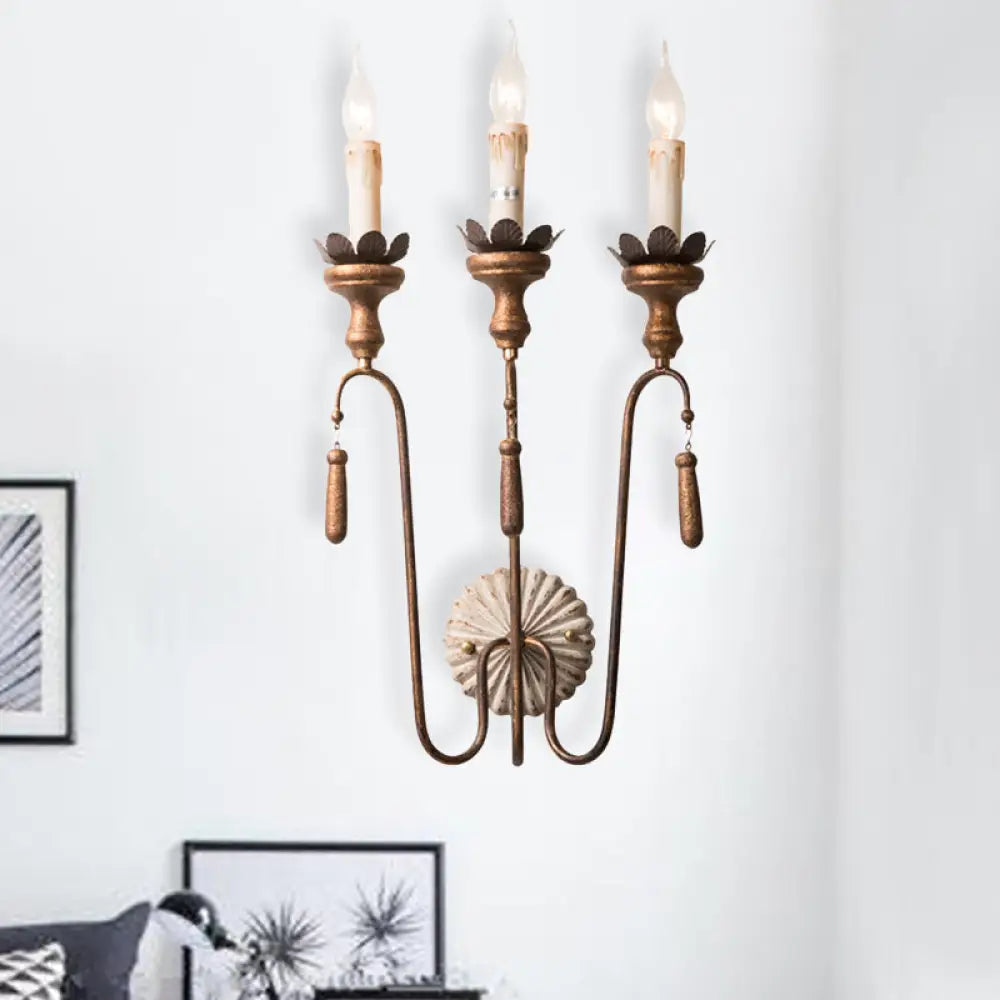 Vintage Style Metal Wall Lamp With Rustic Exposed Bulbs - Indoor Sconce Light Fixture 2/3 Lights 3 /